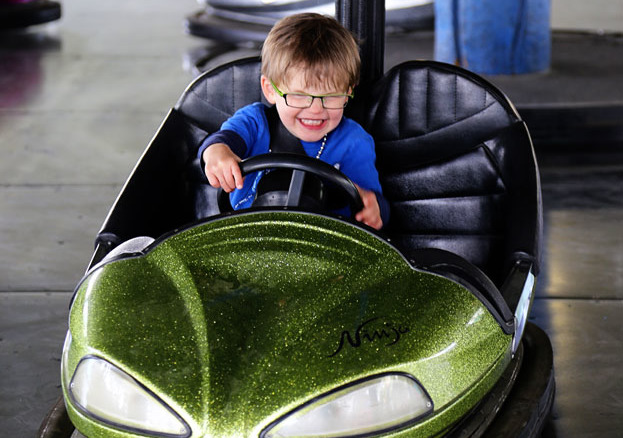 Boy in bumper car