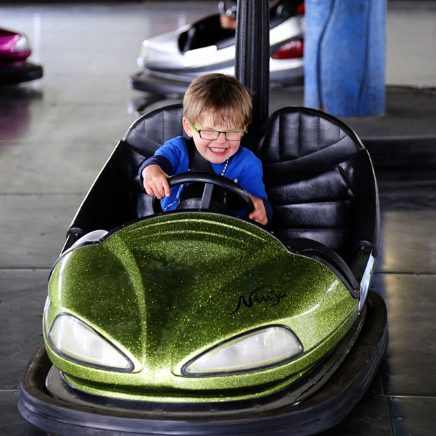 Boy in bumper car